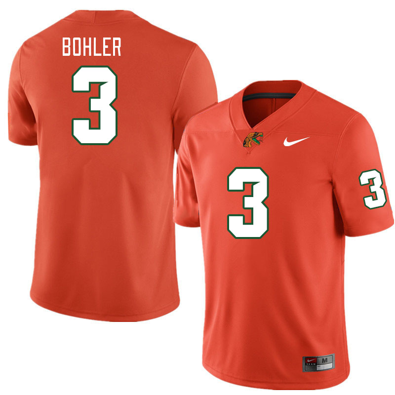 Men-Youth #3 Kendall Bohler Florida A&M Rattlers 2023 College Football Jerseys Stitched-Orange